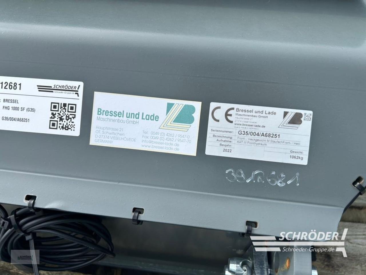 Frontgewicht des Typs Bressel & Lade FRONTGEWICHT FHG 1000 SF (G35) | NEU, Gebrauchtmaschine in Wildeshausen (Bild 11)